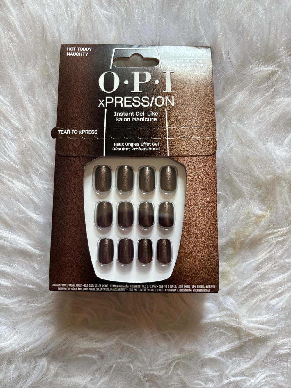 OPI xPRESS/ON Instant Gel-Like Press-On Nails - Hot Toddy Naughty (Brown)